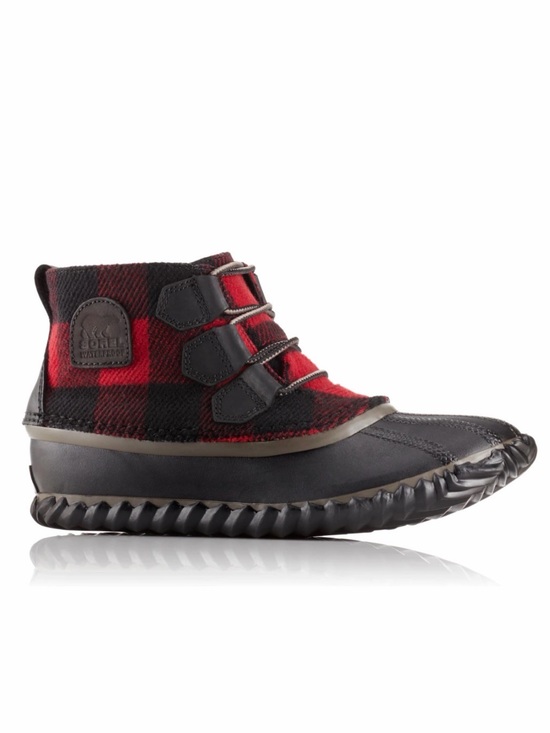 Sorel Shoes - Sorel Out 'n About‎ Buffalo Plaid Waterproof Boots in Black Red Size 6